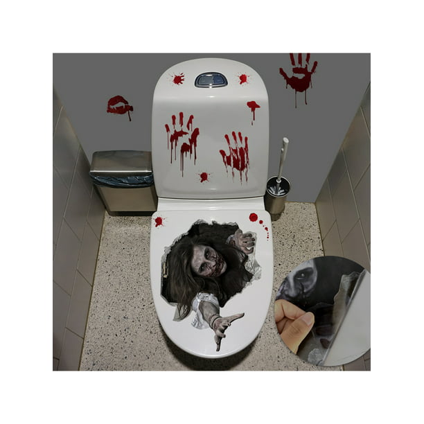 Halloween Decoration Creepy Prank Toilet Seat Lid Cover Cling Decal Alligator